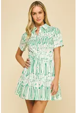 PRINT BUTTON DOWN MINI DRESS