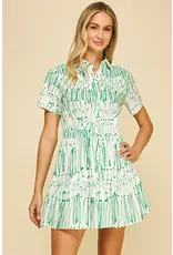 PRINT BUTTON DOWN MINI DRESS