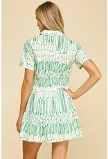 PRINT BUTTON DOWN MINI DRESS