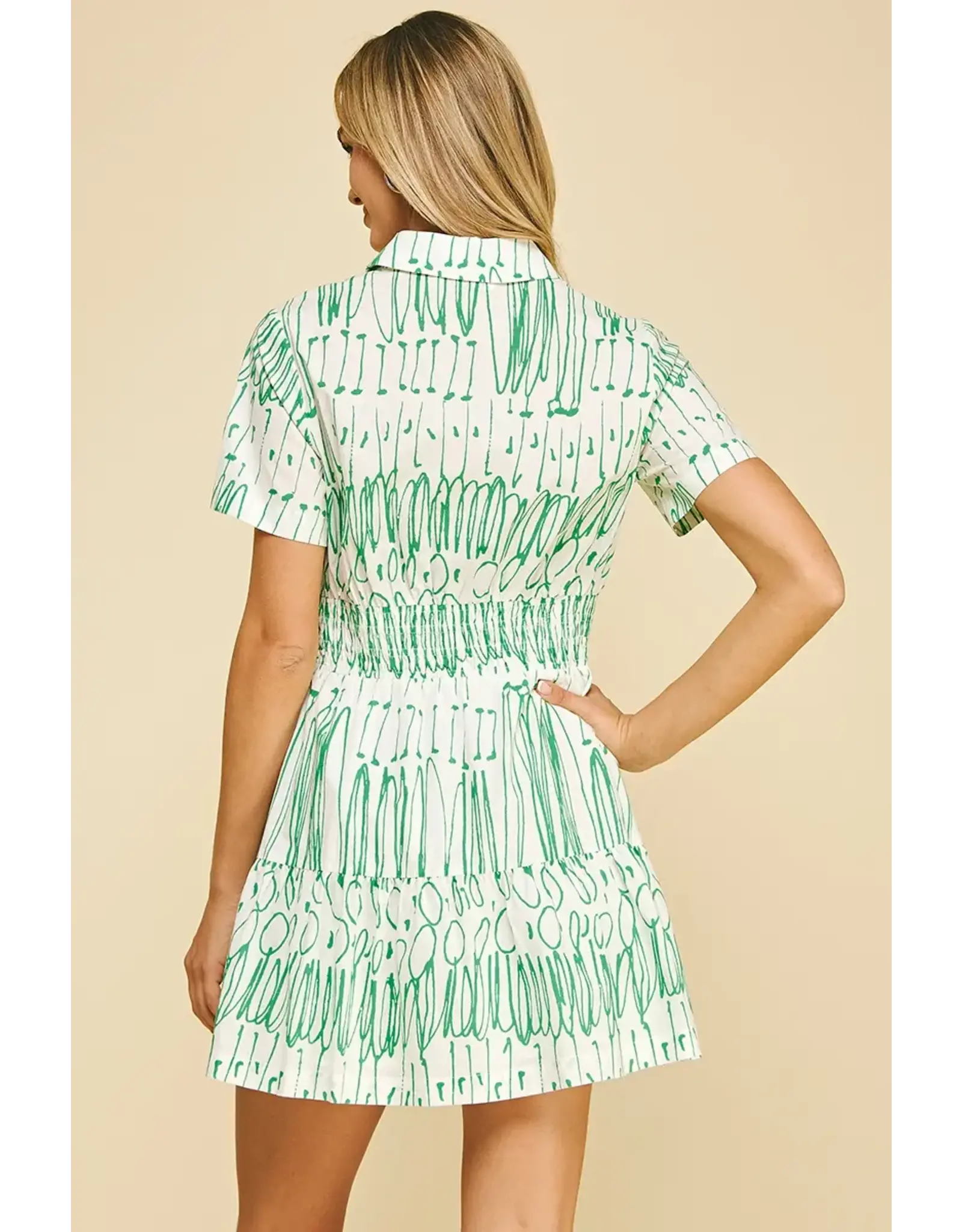 PRINT BUTTON DOWN MINI DRESS