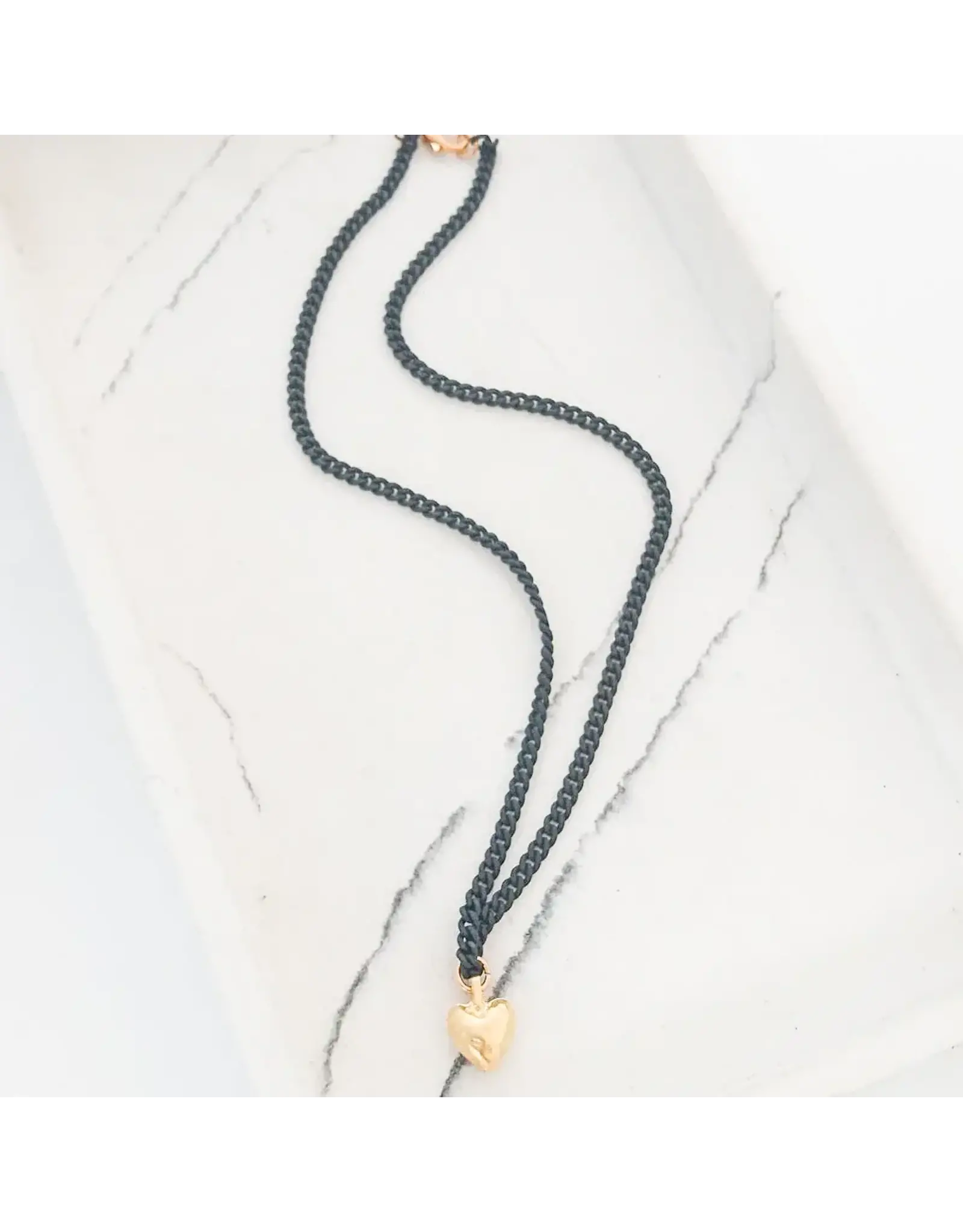 VIRTUE 16" Small Puffy Heart, Gunmetal Chain/Gold Heart