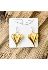 VIRTUE PUFFY HEART W/ PEARL POST EARRING, GOLD