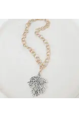 VIRTUE SINGLE LINK GOLD NECKLACE W/ SILVER CORAL
