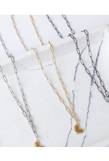 16" PAPERCLIP W/PUFFY SIDEWAYS HEART, GOLD