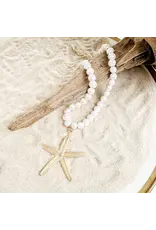 STARFISH ON POTATO PEARL NECKLACE, WHITE