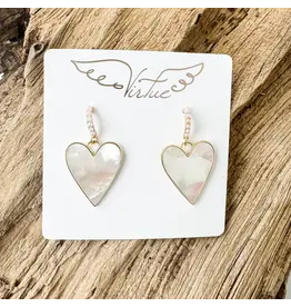 SHELL HEART W/ PEARL POST EARRING