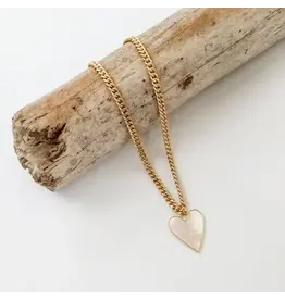 VIRTUE MED CURB 18" SHELL HEART GOLD CHAIN