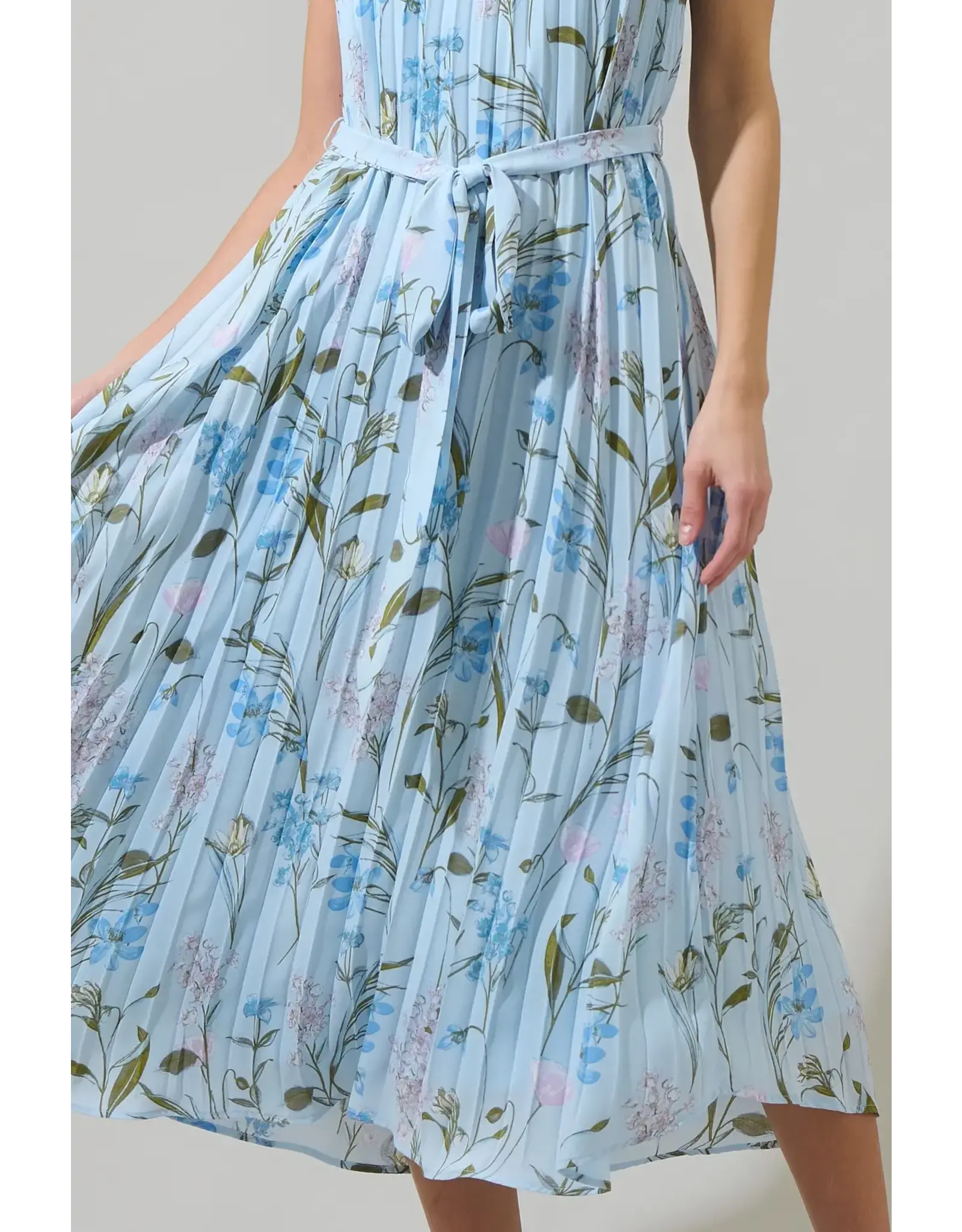 LEIDA FLORAL PLEATED MIDI