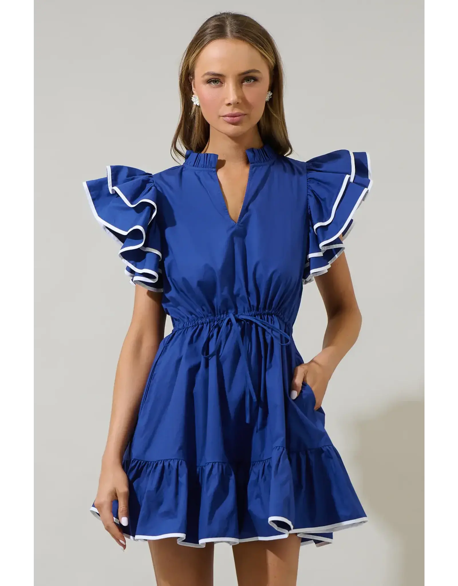 ALINA RUFFLE SHIFT MINI DRESS