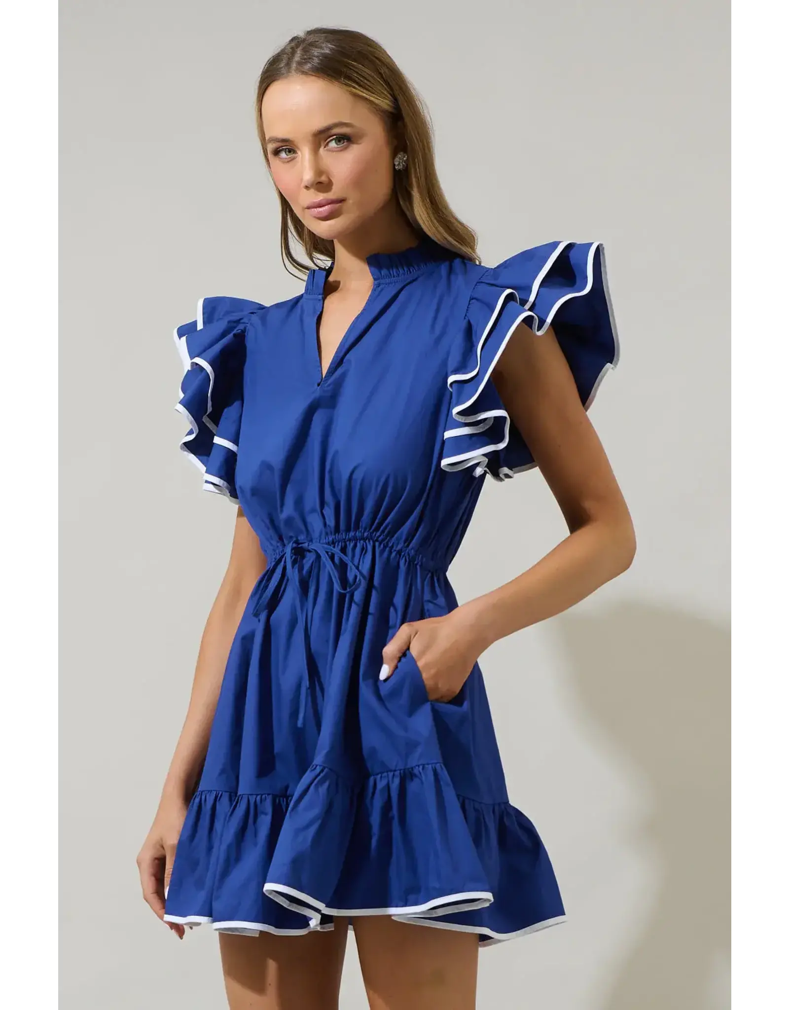 ALINA RUFFLE SHIFT MINI DRESS