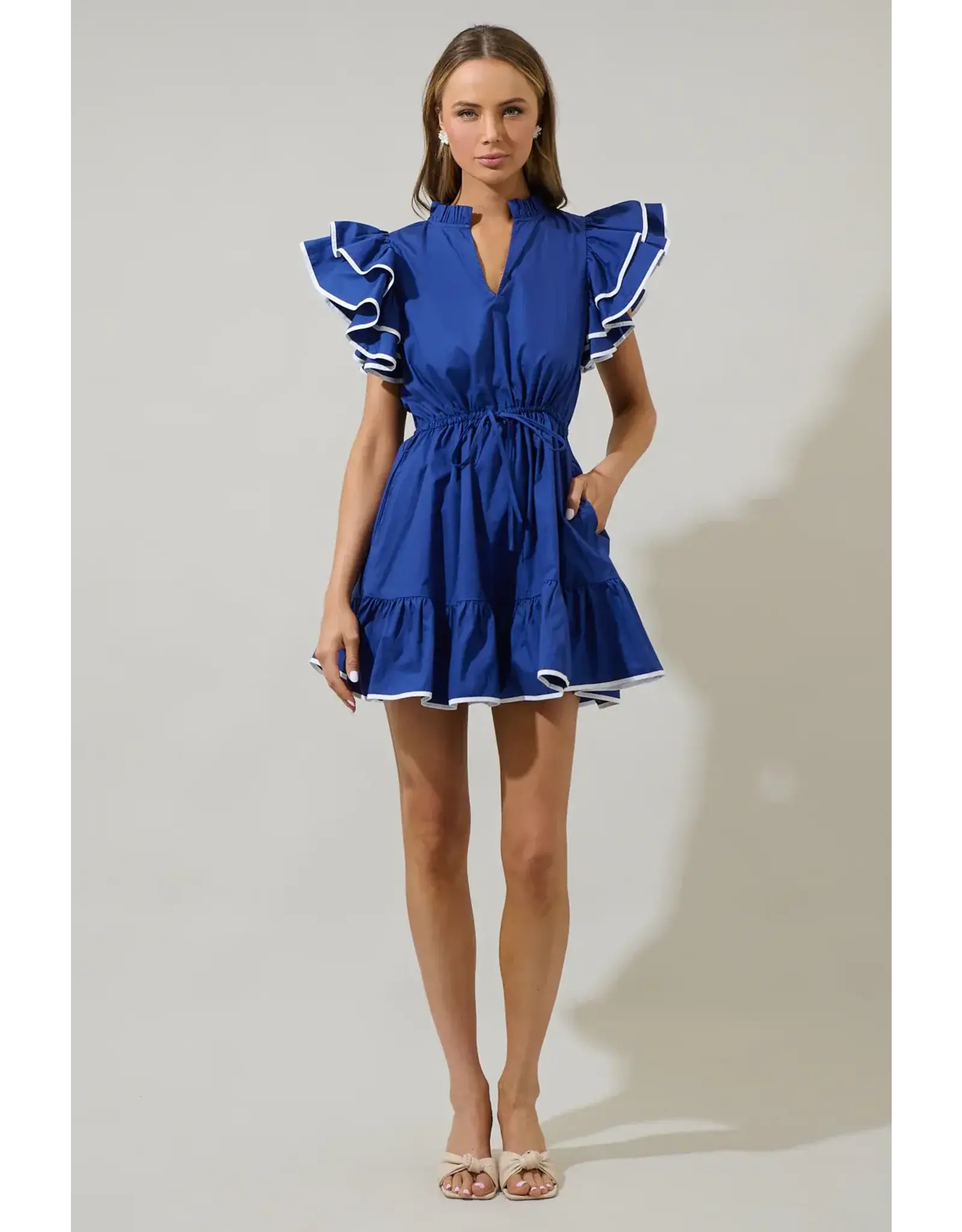 ALINA RUFFLE SHIFT MINI DRESS
