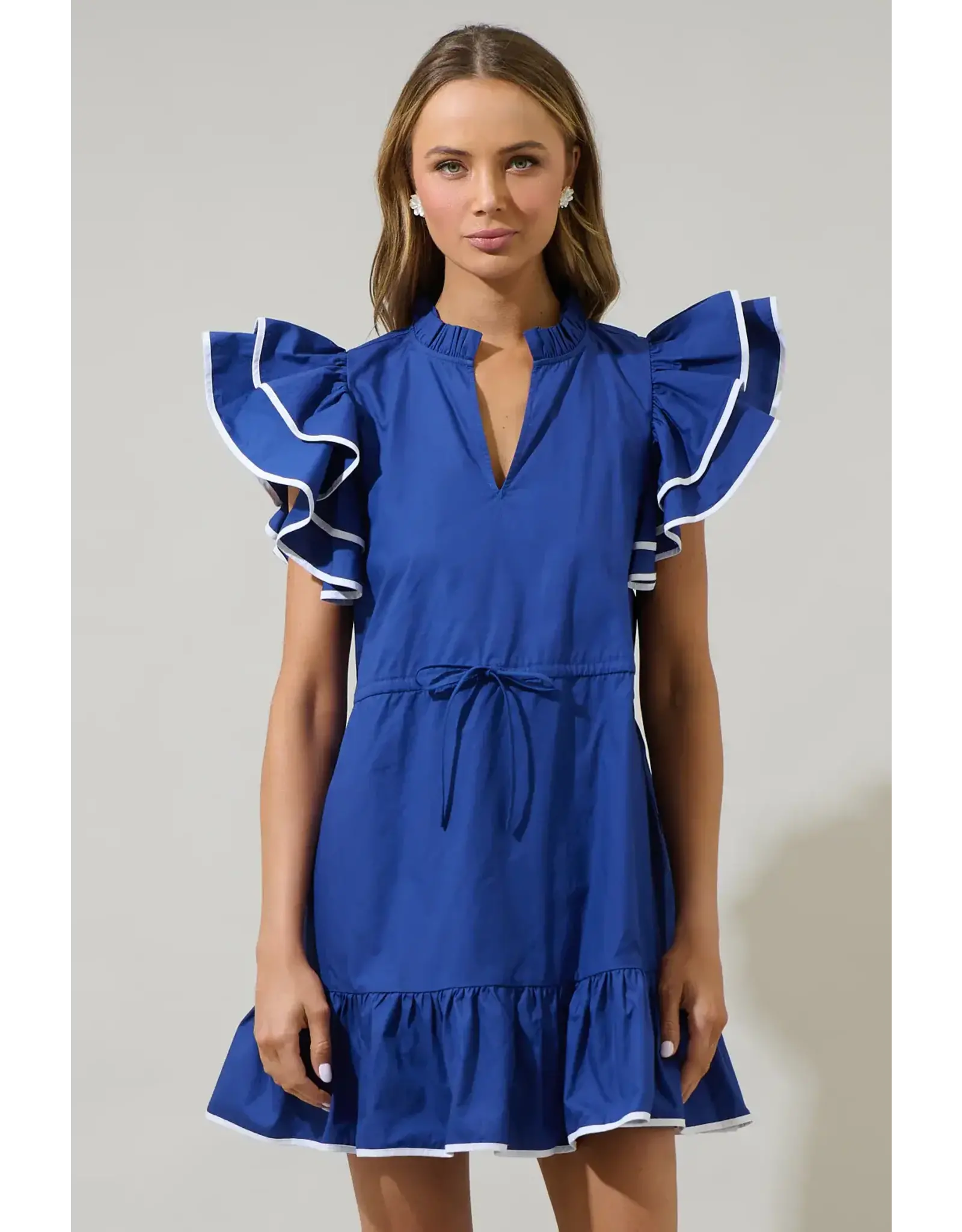 ALINA RUFFLE SHIFT MINI DRESS