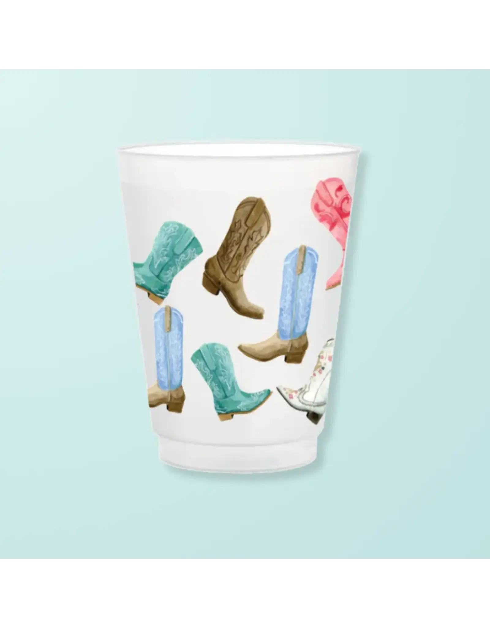6 PACK OF FROSTED CUPS - COWBOY BOOTS