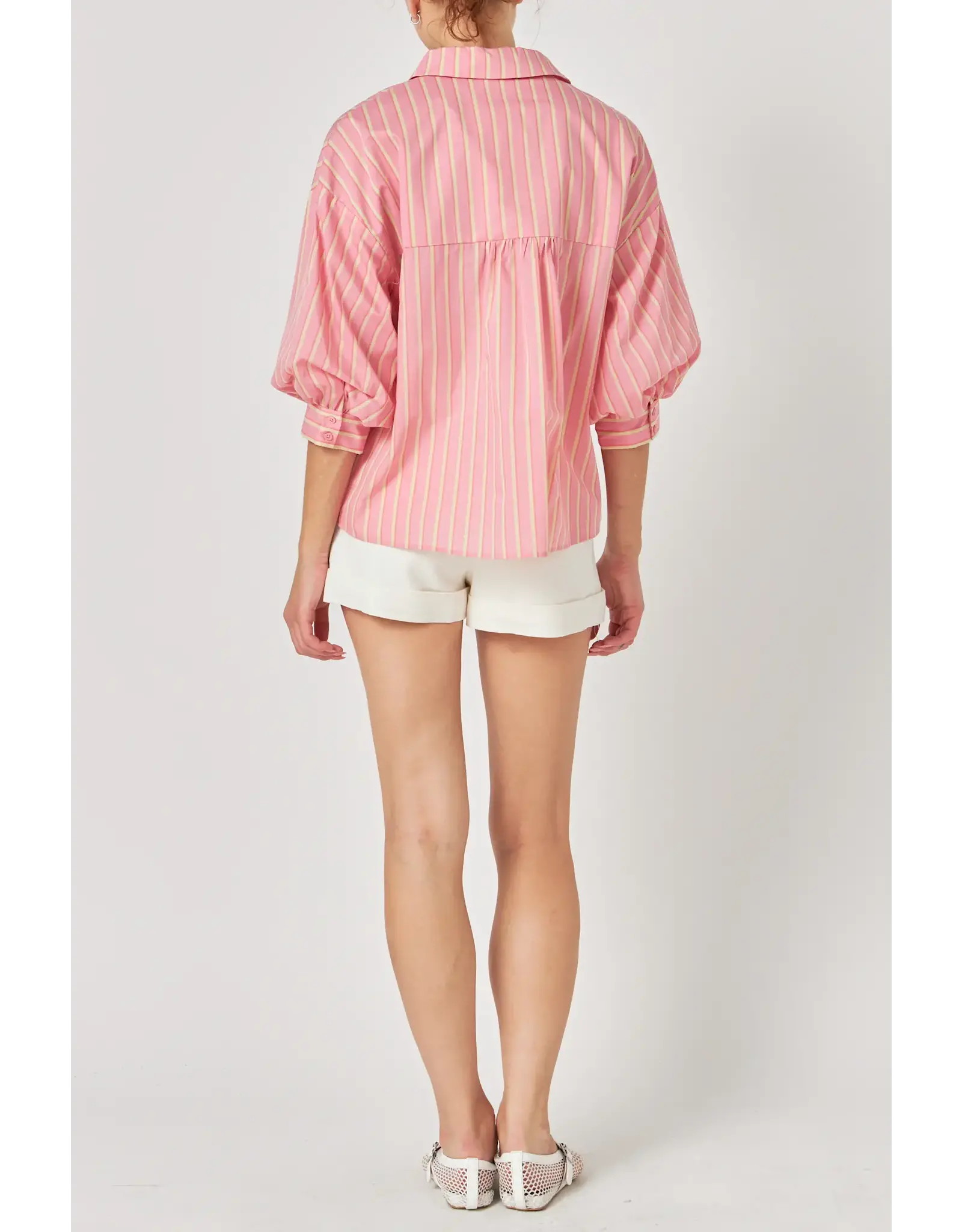 STRIPED BALLOON SLV BUTTON UP