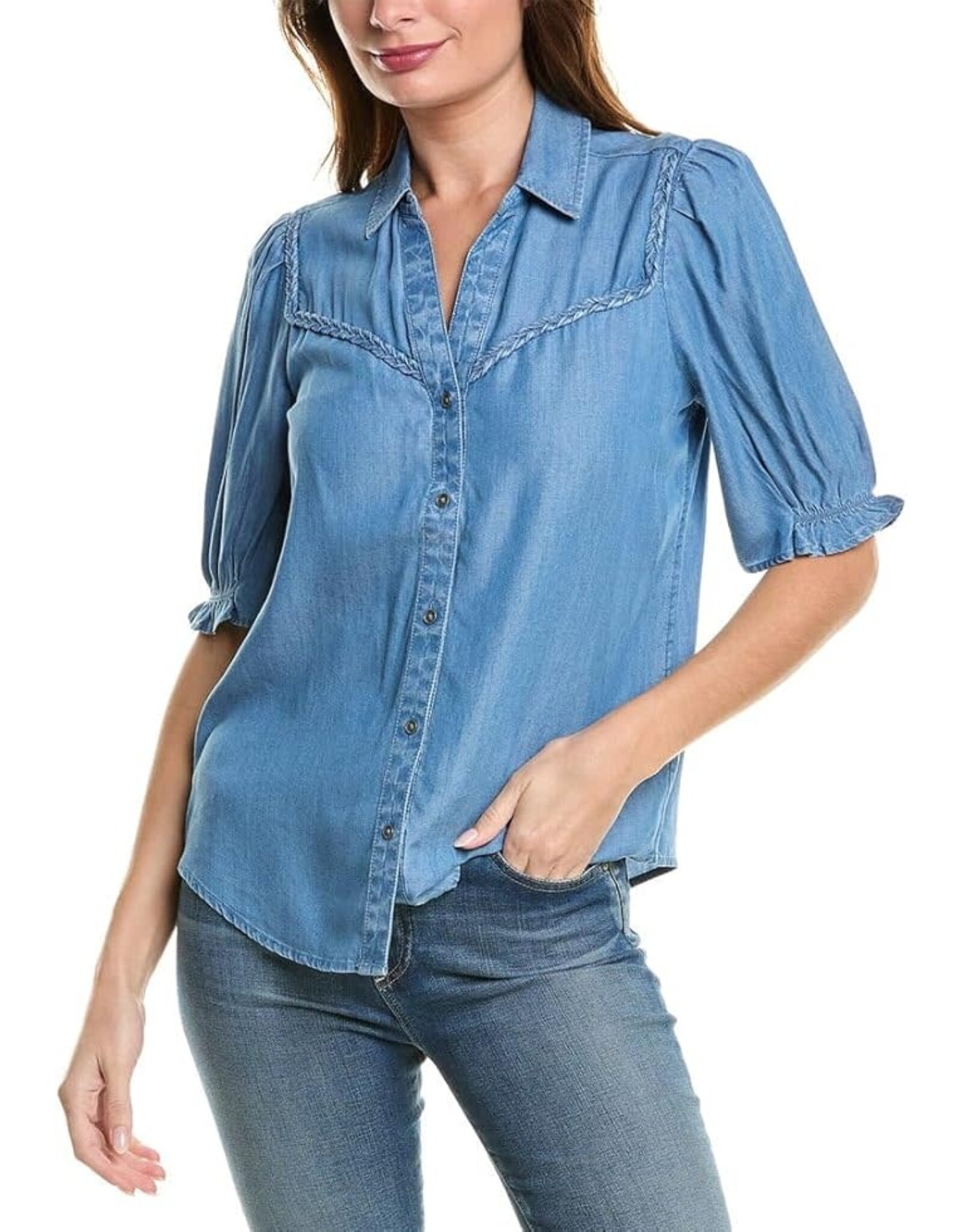 Beachlunchlounge INDIRA LIGHT WASH DENIM BLOUSE