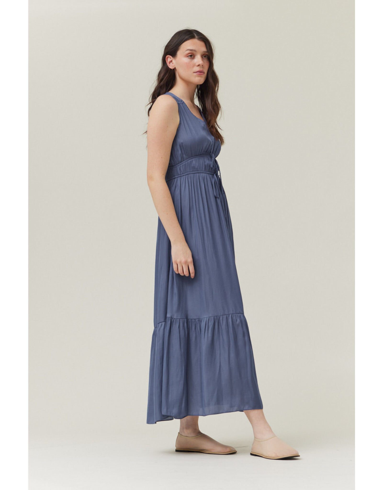 SLVLESS SOLID SATIN MAXI DRESS