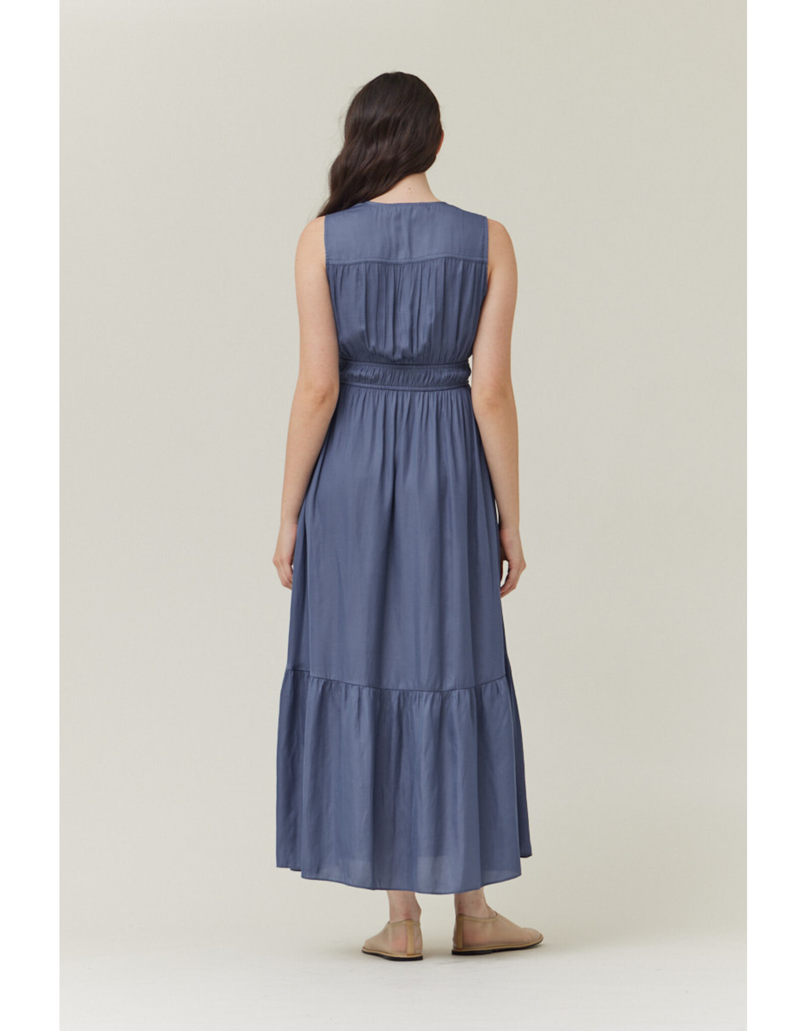 SLVLESS SOLID SATIN MAXI DRESS