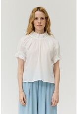 BUBBLE SLEEVE RUFFLE BLOUSE