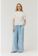 BUBBLE SLEEVE RUFFLE BLOUSE