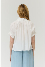 BUBBLE SLEEVE RUFFLE BLOUSE