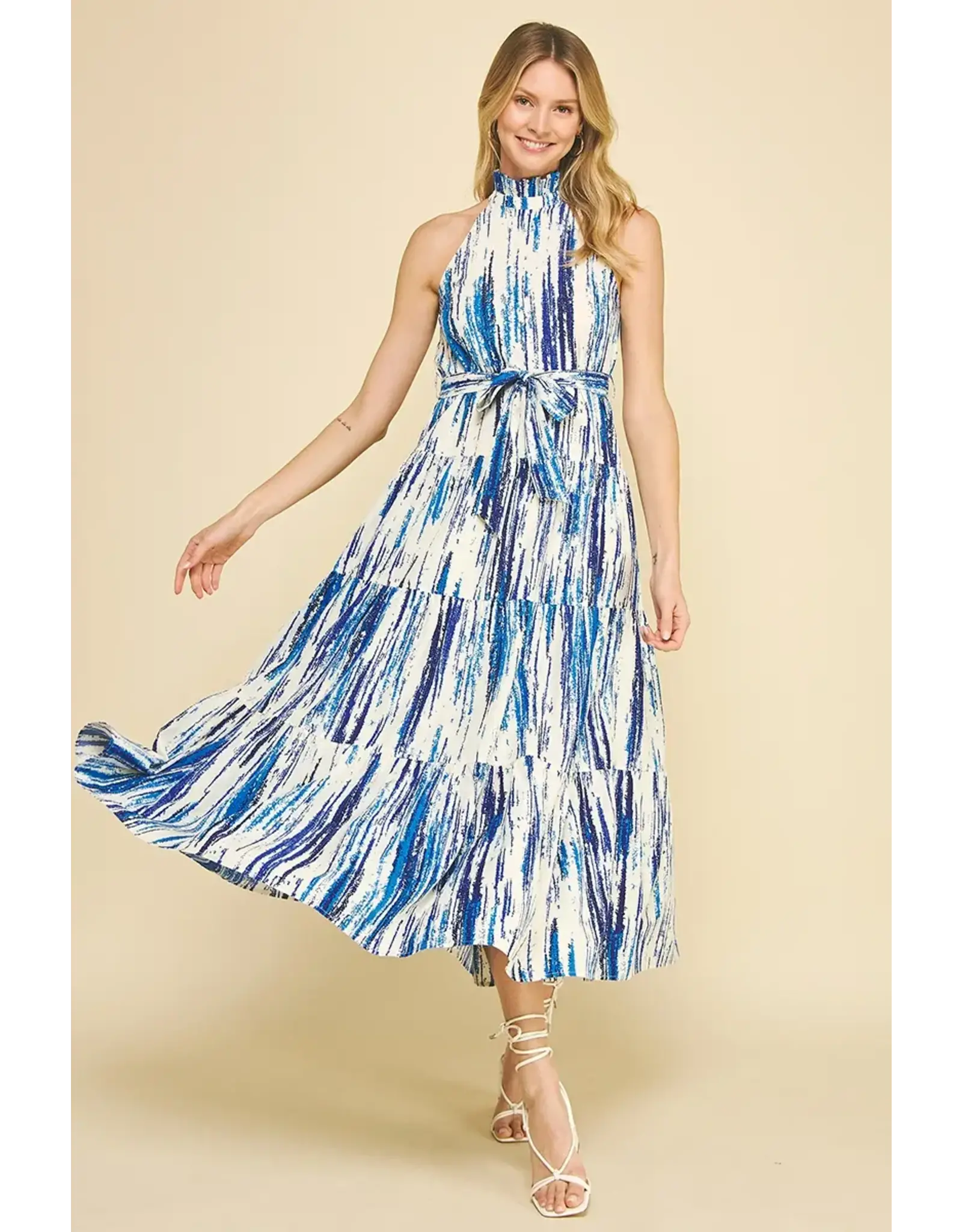 PRINT HALTER NECK MAXI DRESS