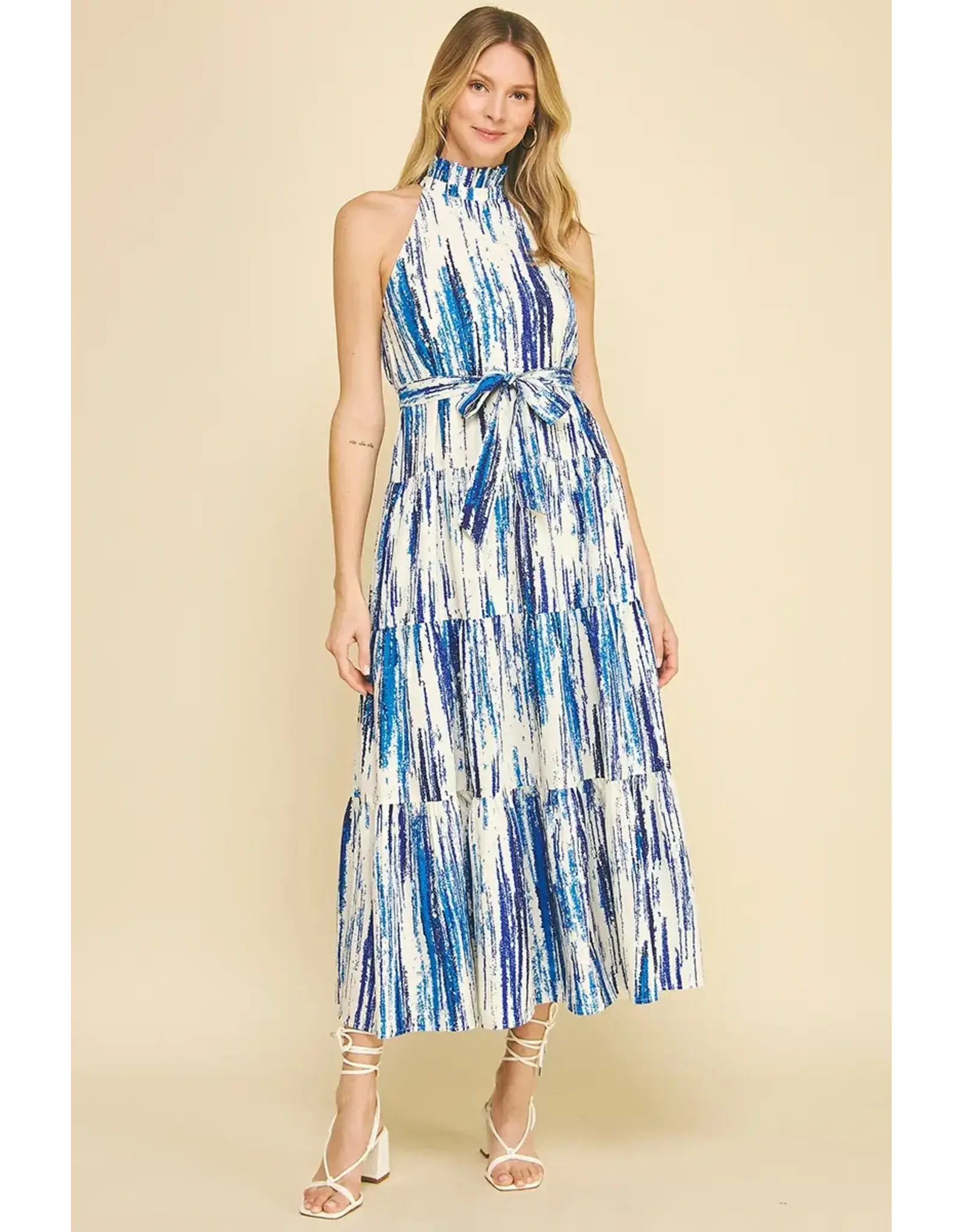 PRINT HALTER NECK MAXI DRESS