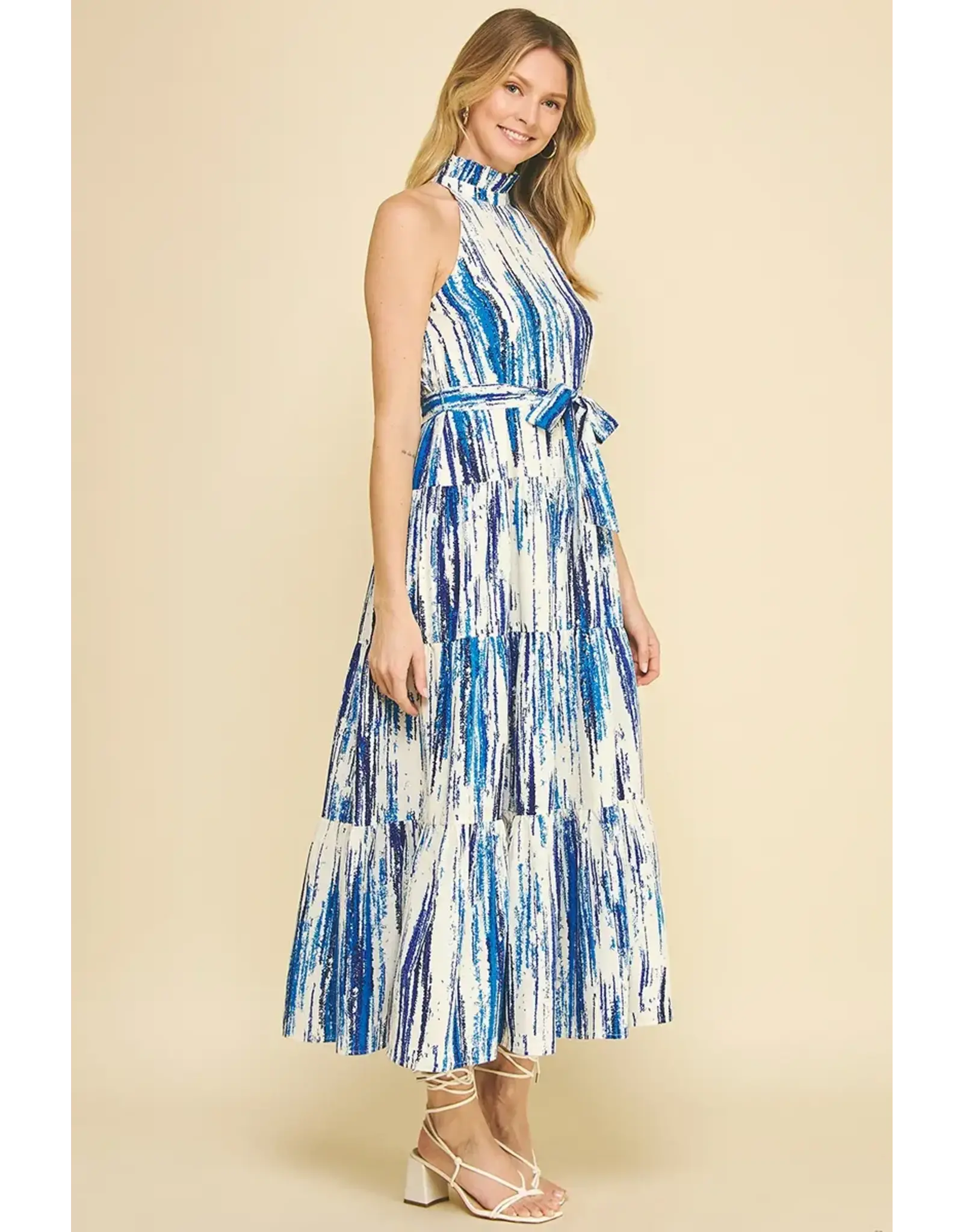 PRINT HALTER NECK MAXI DRESS