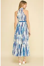 PRINT HALTER NECK MAXI DRESS