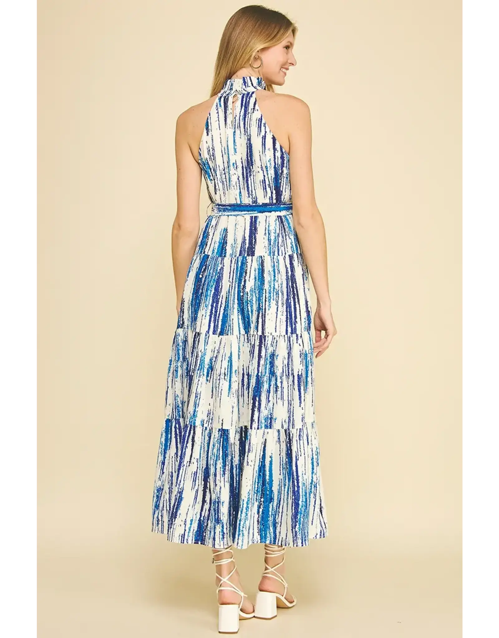 PRINT HALTER NECK MAXI DRESS