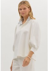 ENTRO KNIT TOP WITH RUFFLE STRIPED COLLAR