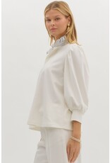 ENTRO KNIT TOP WITH RUFFLE STRIPED COLLAR