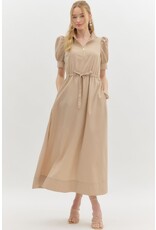 ENTRO SSLV ZIPPER FRONT MIDI DRESS