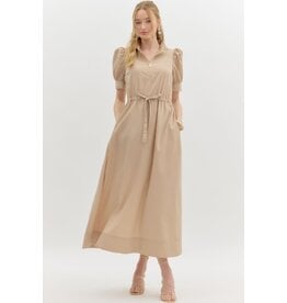 ENTRO SSLV ZIPPER FRONT MIDI DRESS