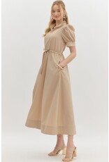 ENTRO SSLV ZIPPER FRONT MIDI DRESS
