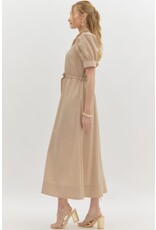 ENTRO SSLV ZIPPER FRONT MIDI DRESS