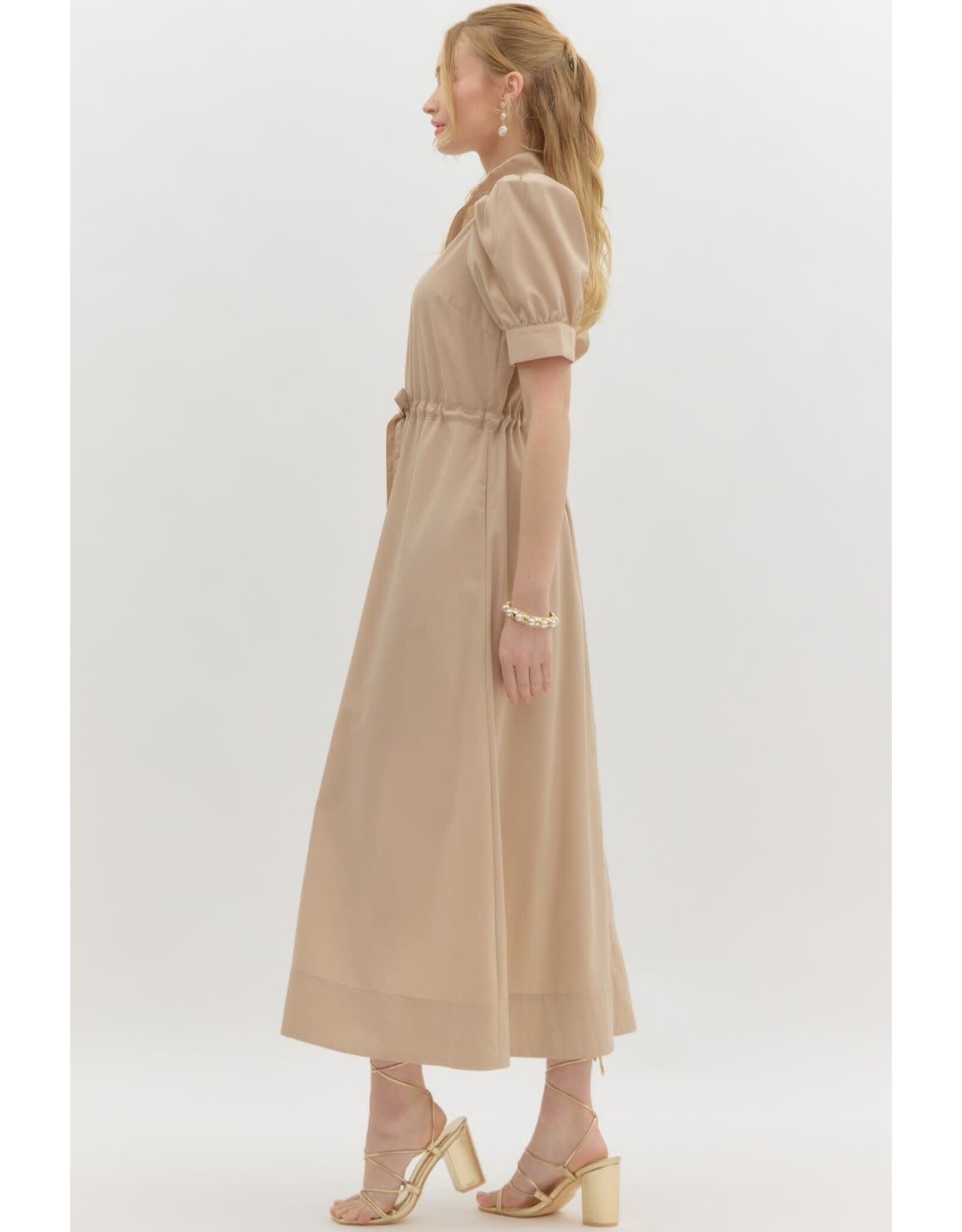 ENTRO SSLV ZIPPER FRONT MIDI DRESS