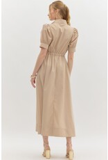 ENTRO SSLV ZIPPER FRONT MIDI DRESS