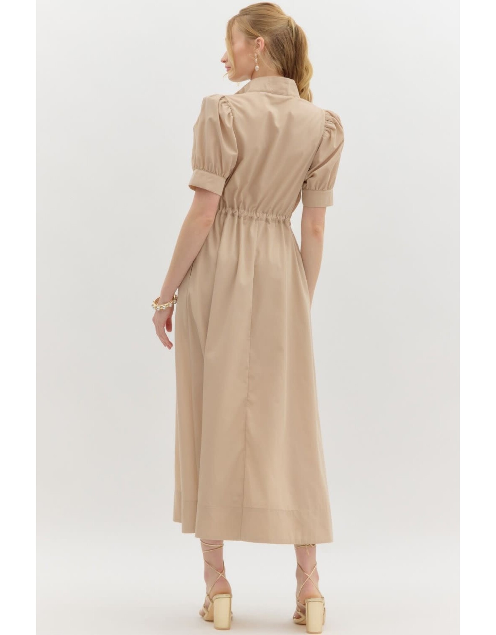 ENTRO SSLV ZIPPER FRONT MIDI DRESS