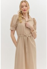ENTRO SSLV ZIPPER FRONT MIDI DRESS