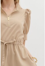 ENTRO SSLV ZIPPER FRONT MIDI DRESS