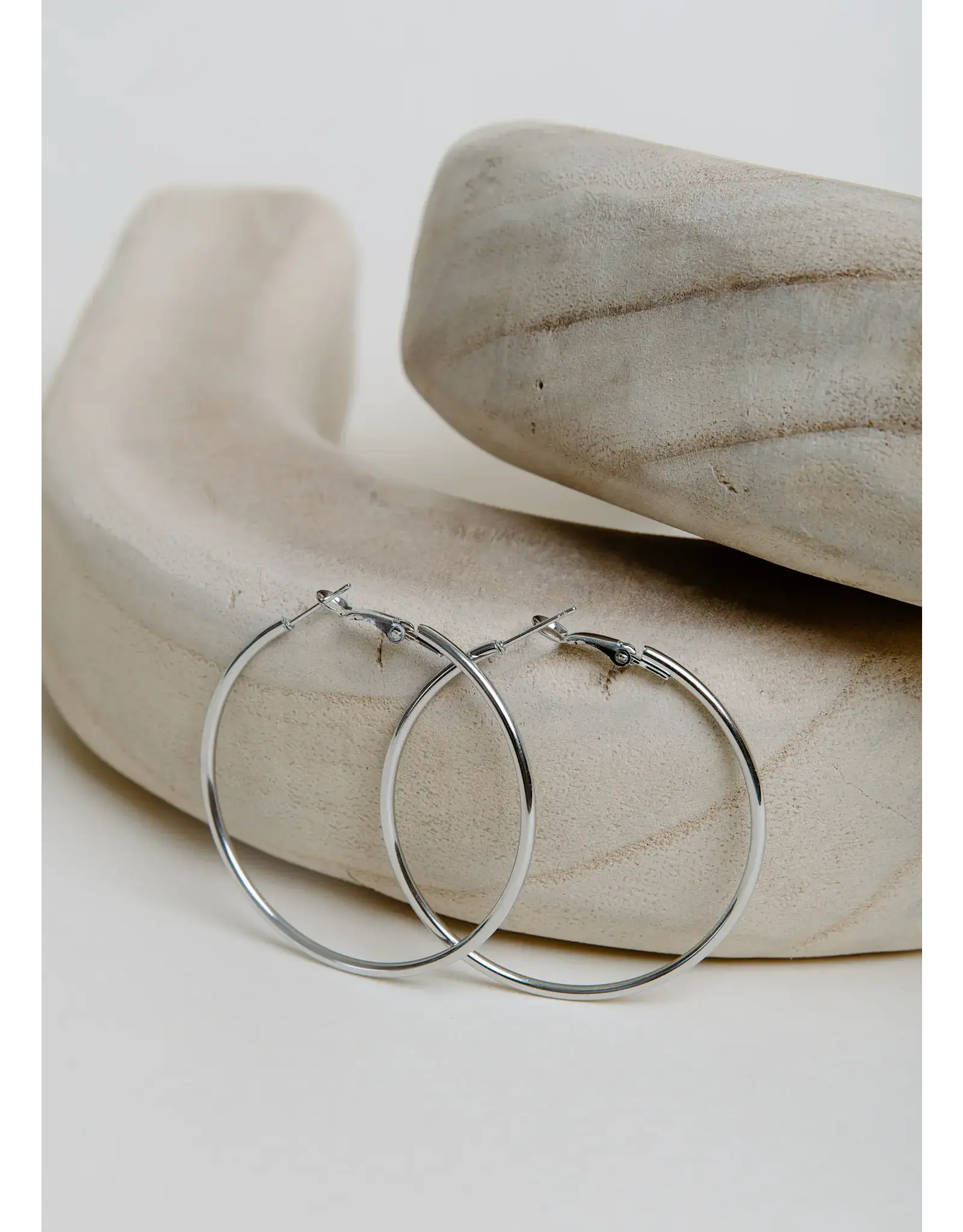 LA YOU HOOPS MEDIUM SILVER