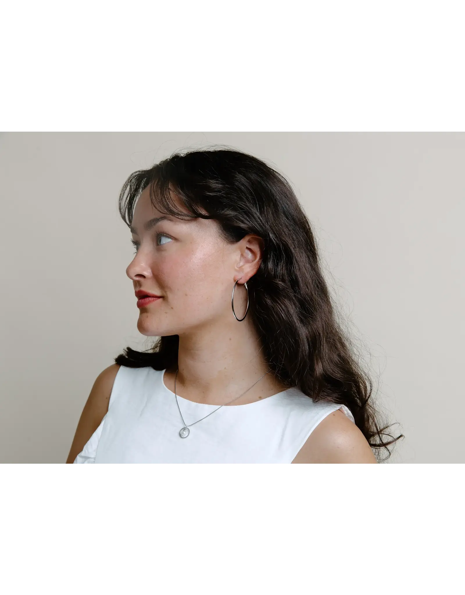 LA YOU HOOPS MEDIUM SILVER