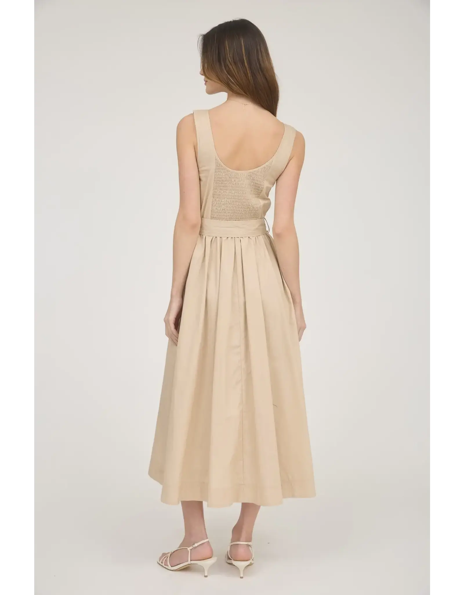 SLVLESS A-LINE MIDI W/ TIE BELT