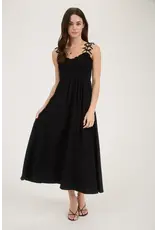 BOW STRAP SMOCKED MIDI DRESS