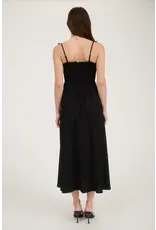 BOW STRAP SMOCKED MIDI DRESS