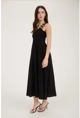BOW STRAP SMOCKED MIDI DRESS