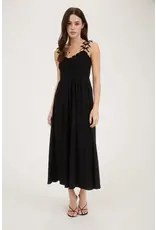 BOW STRAP SMOCKED MIDI DRESS