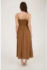 BOW STRAP SMOCKED MIDI DRESS