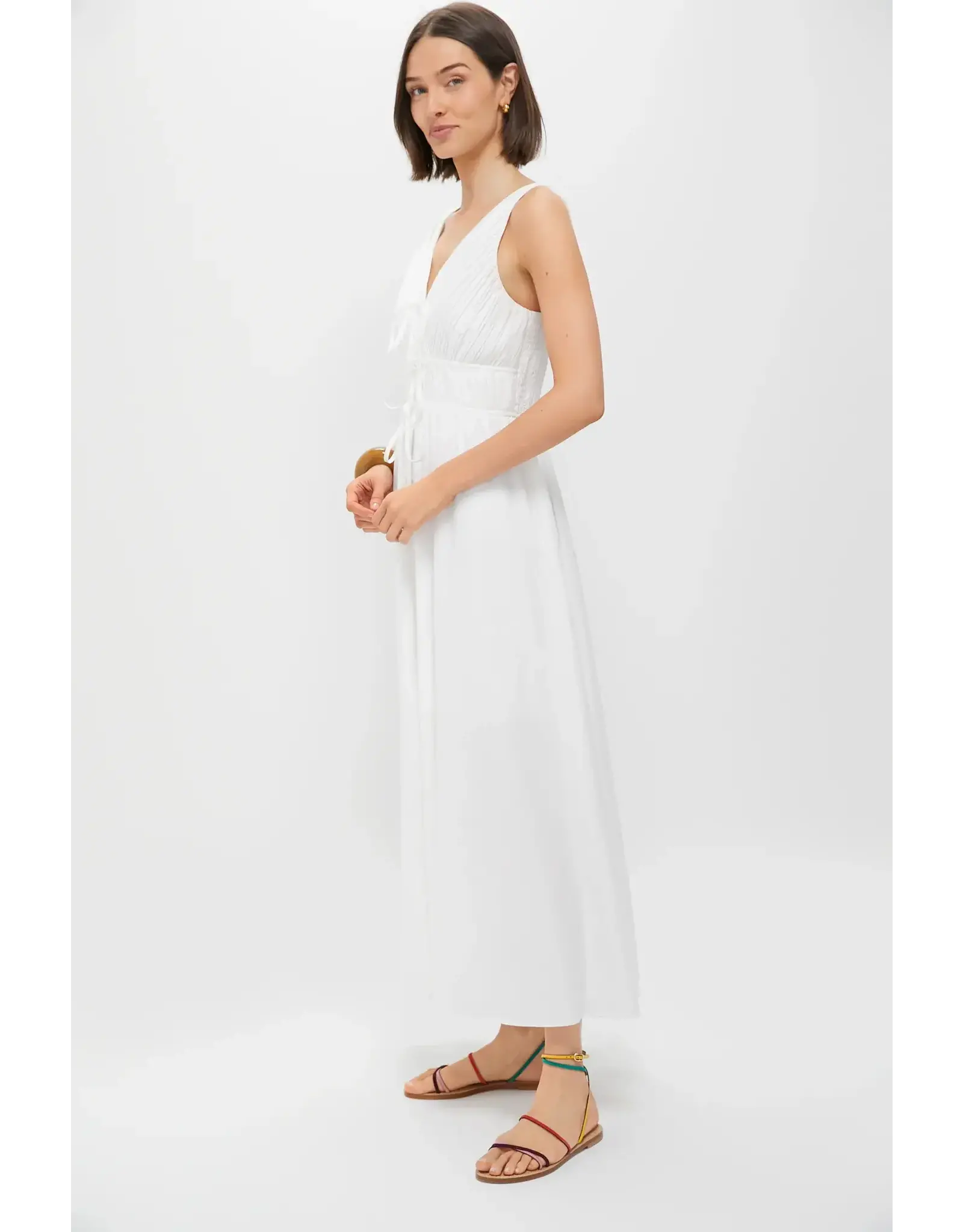 V VECK PLEATED MIDI DRESS