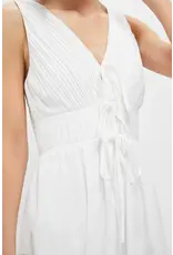 V VECK PLEATED MIDI DRESS